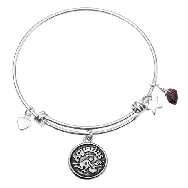 Zodiac Bracelet for Women Retro Constellation Sign Expandable Bangle Bracelet Round Disc Astrology Bracelet Gemstone Heart Star Charms Bracelets Girls Jewelry Gift