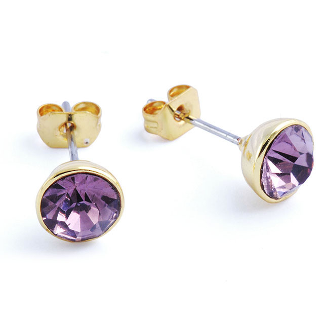 Birthstone Earrings for Women Girls Hypoallergenic Gold Plated Cubic Zirconia Gemstone Earrings Studs Created Garnet Amethyst Earrings