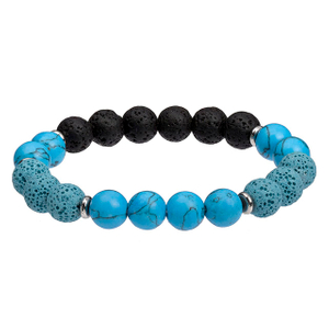 Aromatherapy Essential Oil Stretch Tiger Eye Turquoise Lava Stone Beaded Bracelet for Men Women 