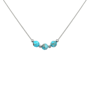 Three Crystal Beaded Simulated Opal Necklace