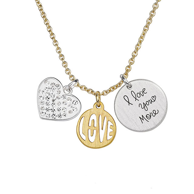 I Love You More Necklaces for Girls Dainty Cubic Zirconia Love Heart Pendant Charm Necklace