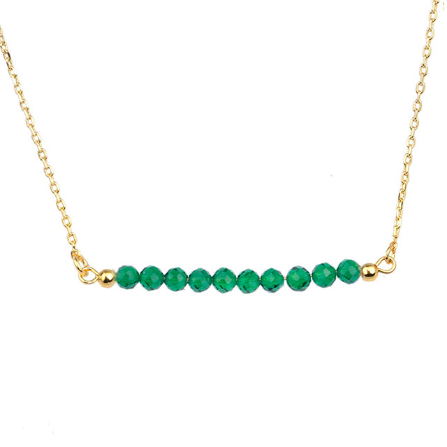 Birthstone Bar Necklaces for Women Gold Plated Dainty Created Amethyst Aquamarine Emerald Sapphire Crystal Gemstone Beaded Bar Necklace Pendant 