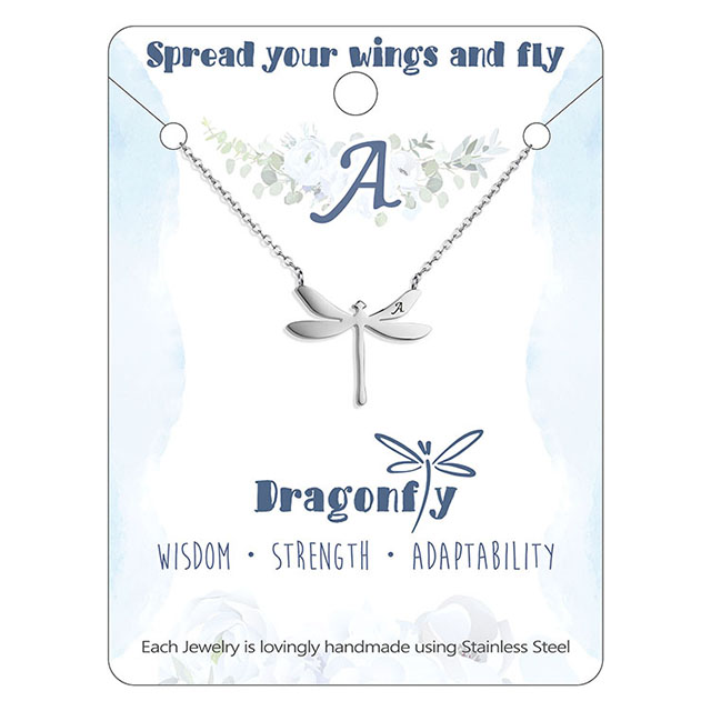 Dainty Initial Dragonfly Necklace for Women Stainless Steel Dragonfly Pendant Letter Name Necklaces Personalized Initial Necklace Dragonfly Jewelry Gifts for Women Girls