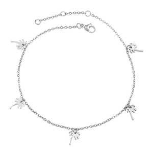 Palm Tree Anklets for Women Silver Gold Plated Beach Ankle Bracelets Palm Tree Charm Anklet Adjustable Boho Summer Foot Jewelry 