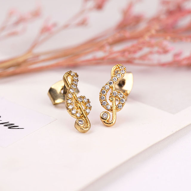 Musical Note Pendant Earring Cubic Zirconia Jewelry Gifts for Music Lover 
