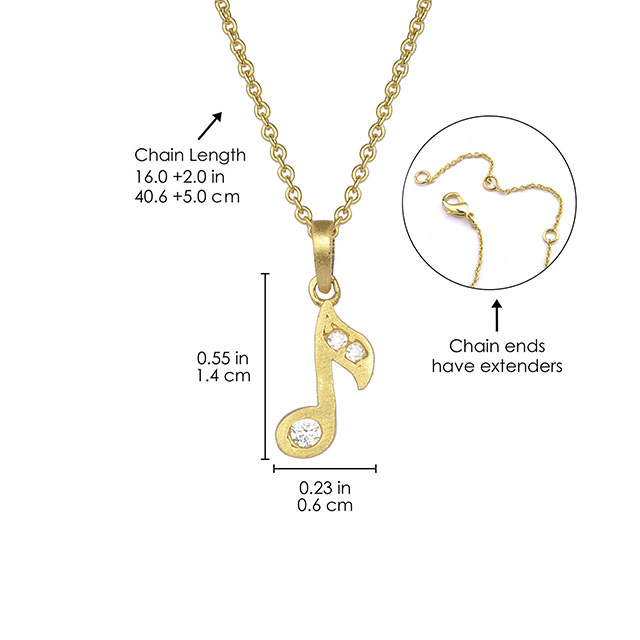 Musical Note Pendant Necklace Cubic Zirconia Music Note Jewelry Gifts for Music Lover Women Girl Gift