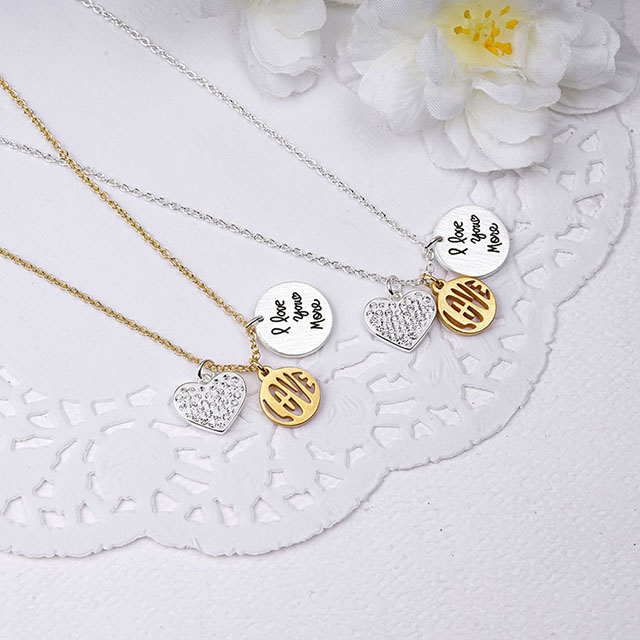 I Love You More Necklaces for Girls Dainty Cubic Zirconia Love Heart Pendant Charm Necklace