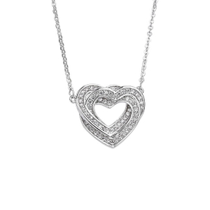 Wholesale Dainty Crystal Jewelry Zircon Multi-layered Heart Necklace