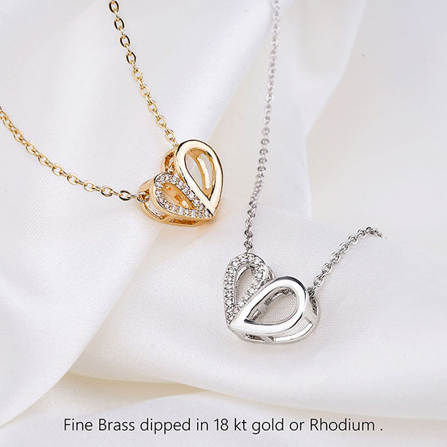 Custom Bling Heart Zircon Love Pendant Necklace Gold Plated Hollow Heart Pendant Necklace