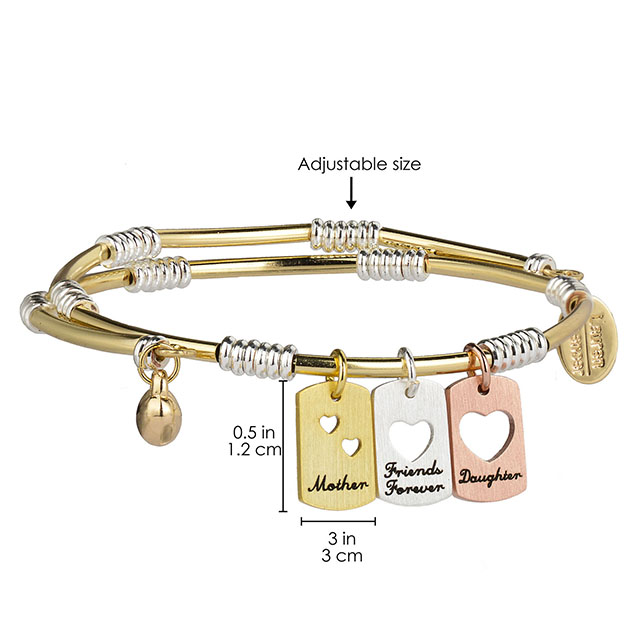 Brass Jewelry Mom And Daughter Bracelets with Multiple Heart Pendants 