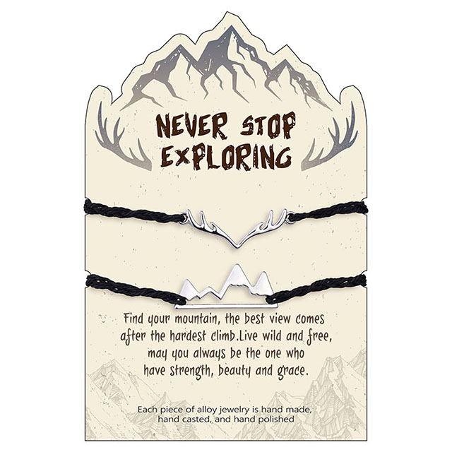 Deer Antler Snowy Mountain Range Adjustable String Bracelets