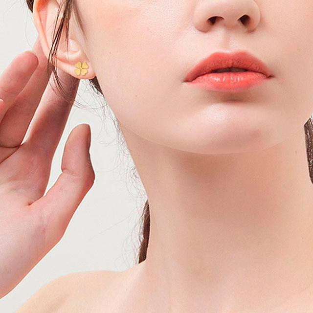 Personalized Shamrock Good Luck Charm Four Leaf Clover Pendant Earring