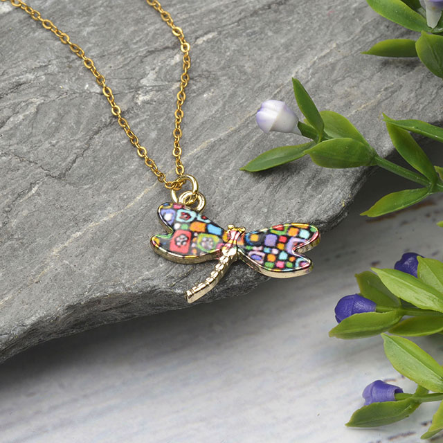 Colorful Dragonfly Necklace Hand Painted Dragonfly Necklaces for Women Dainty Cute Dragonfly Charm Jewelry Pendant Necklace 