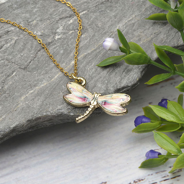 Colorful Dragonfly Necklace Hand Painted Dragonfly Necklaces for Women Dainty Cute Dragonfly Charm Jewelry Pendant Necklace 