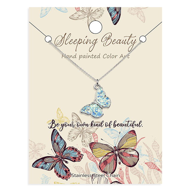 Colorful Butterfly Necklace Hand Painted Butterfly Necklaces for Women Dainty Cute Butterfly Charm Jewelry Pendant Necklace 