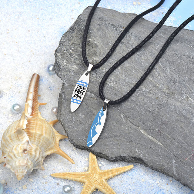 Surfboard Necklace for Women Men Ocean Wave Beach Necklaces Stainless Steel Surfboard Pendant Necklace Summer Necklace Hawaiian Surfer Jewelry Gift