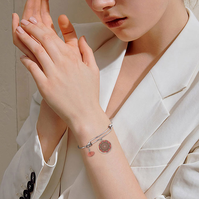 Mandala Lotus Flower Charm Bracelets Gemstone Amethyst Turquoise Bracelet Chakra Mala Yoga Bracelets 