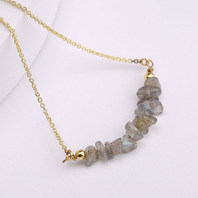 Gold Or Silver Plated Dainty Gemstone Bar Necklaces for Women 