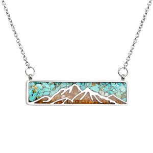 Gemstone Mountain Necklace for Women Turquoise Tumbled Chips Pendant Necklace Dainty Mountain Range Bar Necklaces