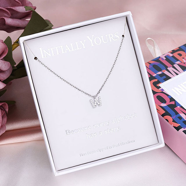 Initial Necklace for Women Silver Plated Dainty Cubic Zirconia Initial Necklaces A-Z Alphabet Letter Necklace Pendant for Women Girls Jewelry Birthday Gift 