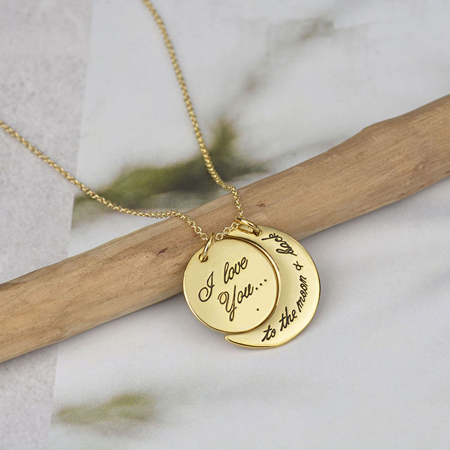 I Love You to The Moon and Back Necklace Silver Gold Plated Moon Pendant Necklace Jewelry Gifts for Women Mom Wife Girlfriend