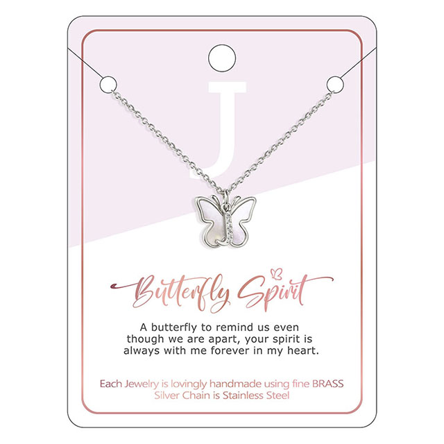 Butterfly Initial Necklace for Women Mother of Pearl Shell Butterfly Pendant Necklace with Cubic Zirconia 26 Letter Alphabet Butterfly Charm Chain