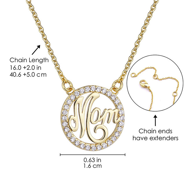 Mom Necklace for Women Silver Gold Plated Cubic Zirconia Circle Pendant Necklace Jewelry Gifts for Mom Wife Grandma Birthday Mothers Day Mom Gifts from Daughter Son Kids