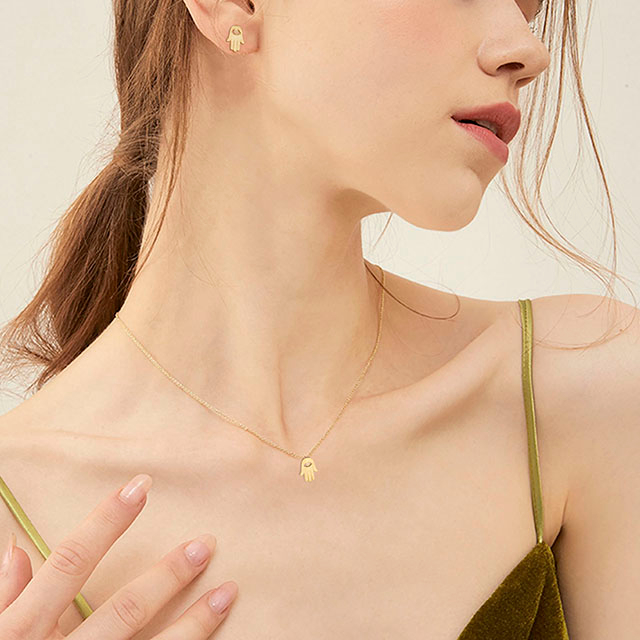 Hamsa and eye necklace for girl women gold silver Plated Zircon Jewelry gifts