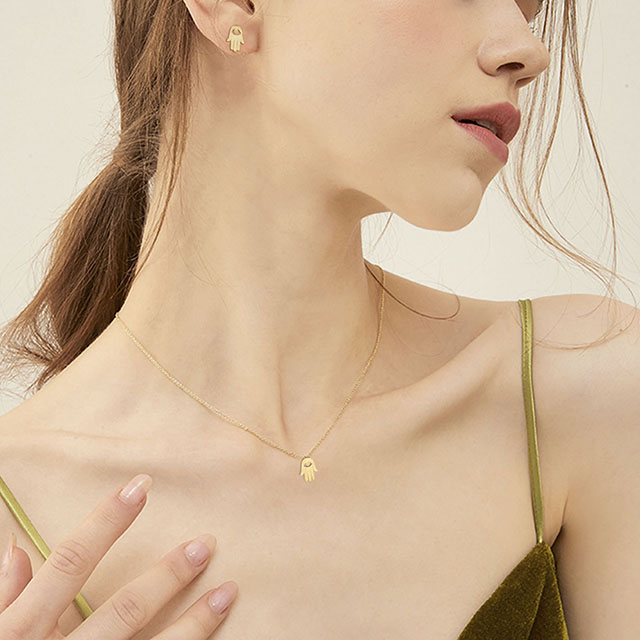 Hamsa and eye necklace for girl women gold silver Plated Zircon Jewelry gifts