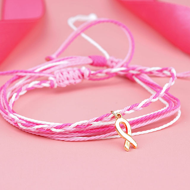 Pink Bow Ribbon Bracelet for Breast Cancer Awareness Gifts for women's love