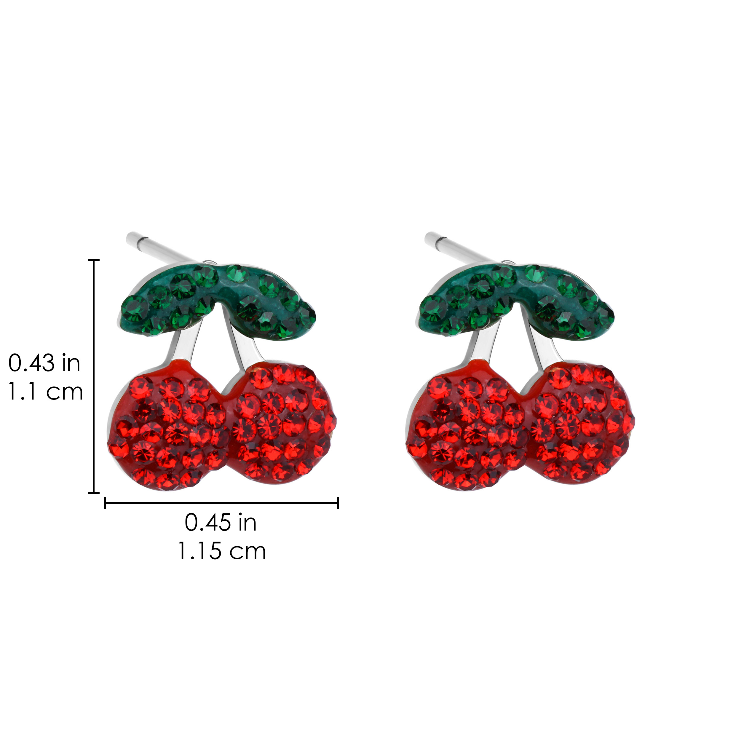 Crystal Red Cherry Necklace Cute Summer Sweet Fruit Earrings Studs