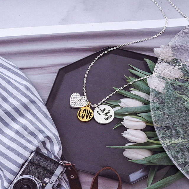 I Love You More Necklaces for Girls Dainty Cubic Zirconia Love Heart Pendant Charm Necklace