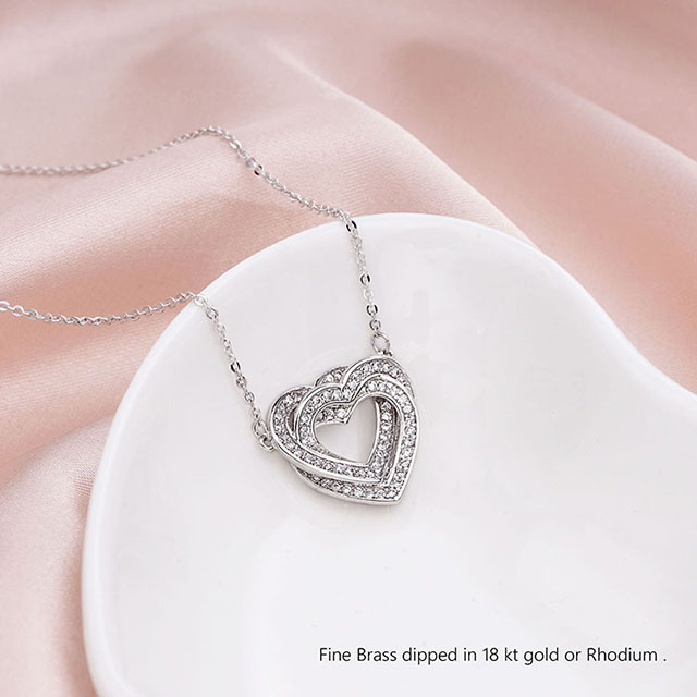 Wholesale Dainty Crystal Jewelry Zircon Multi-layered Heart Necklace