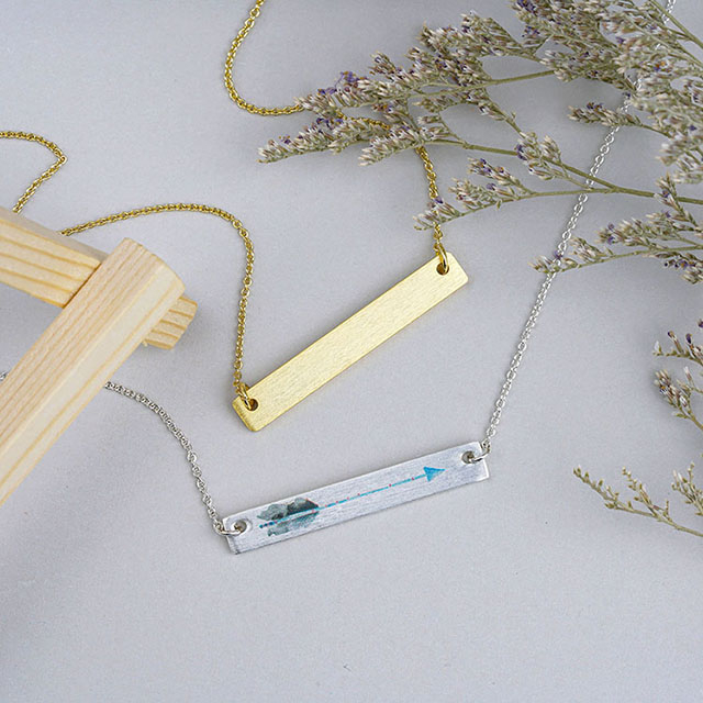 Personalized Or Blank Bar Brass Custom Name Necklace Can Engrave Word Letters Jewelry