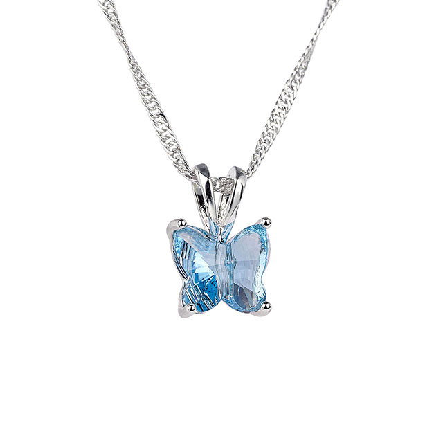 Birthstone Butterfly 12 Month Horoscope with Pendant Charm Necklace for Women (Pearl)