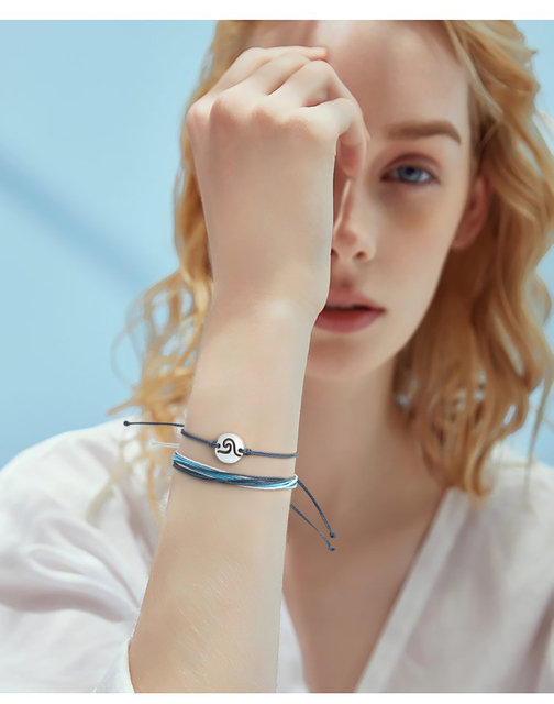 Ocean Wave Charm Double Layered Adjustable Summer Bracelets 