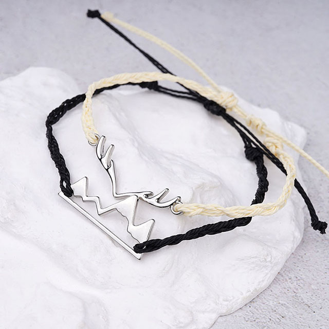 Deer Antler Snowy Mountain Range Adjustable String Bracelets