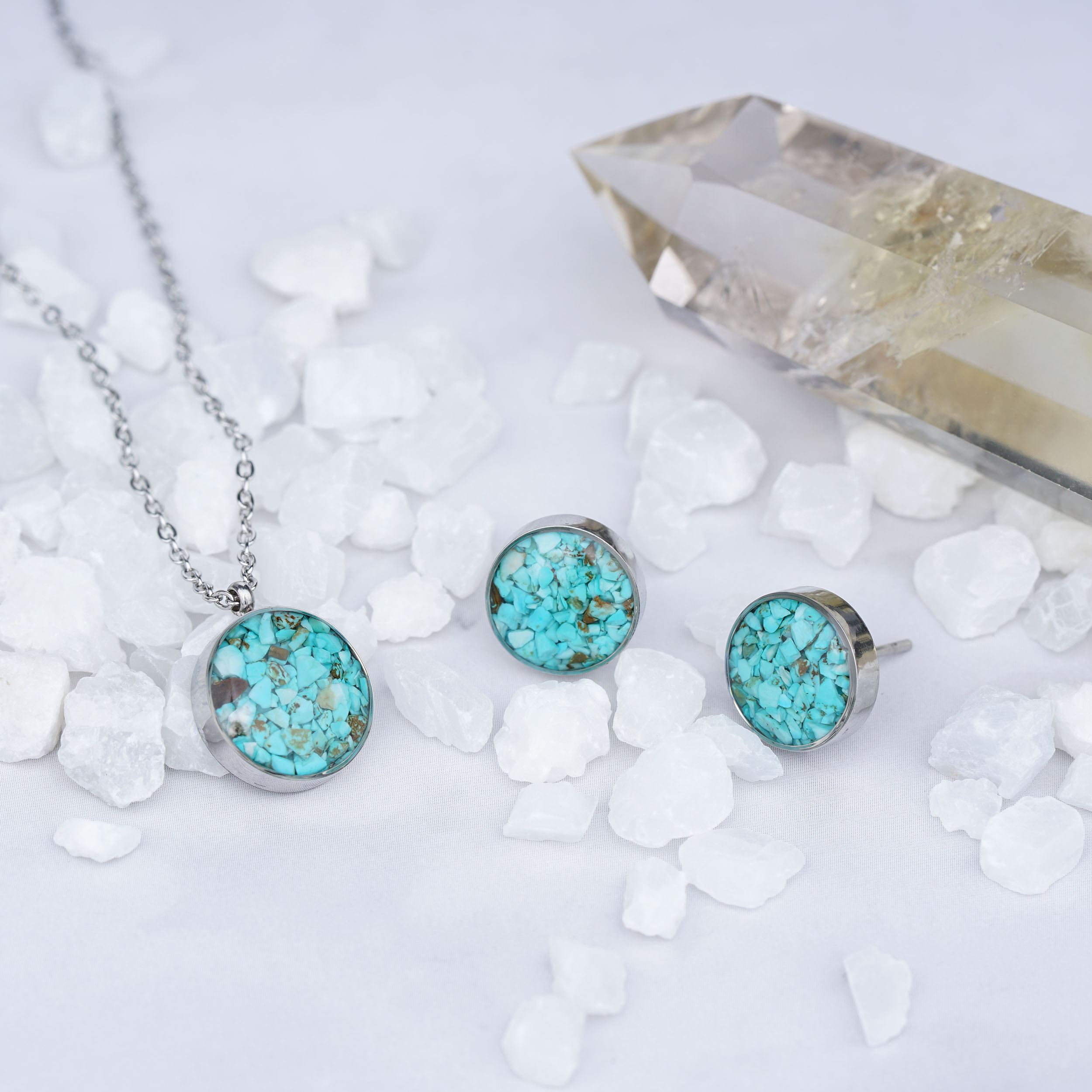 Wholesale Semi Precious Stones Power Stone Fragment Necklace 