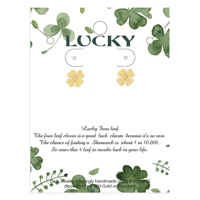 Personalized Shamrock Good Luck Charm Four Leaf Clover Pendant Earring