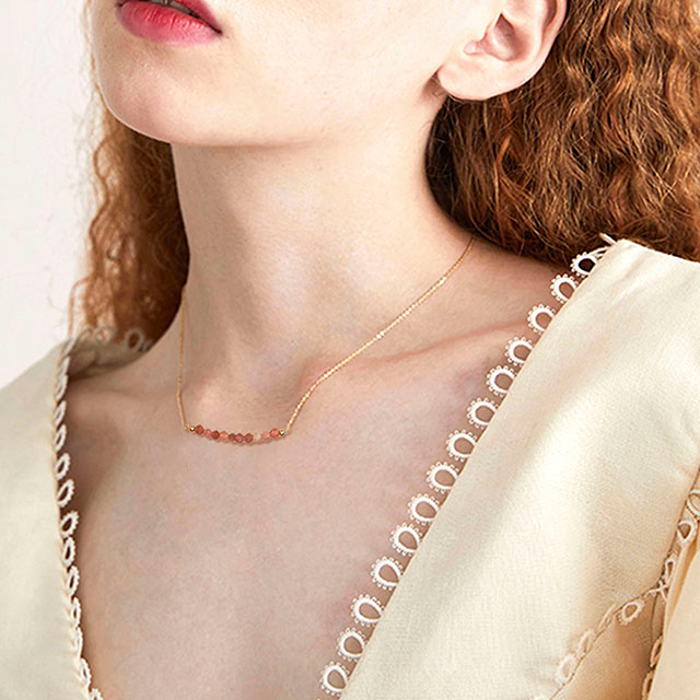 Birthstone Bar Necklaces for Women Gold Plated Dainty Created Amethyst Aquamarine Emerald Sapphire Crystal Gemstone Beaded Bar Necklace Pendant 