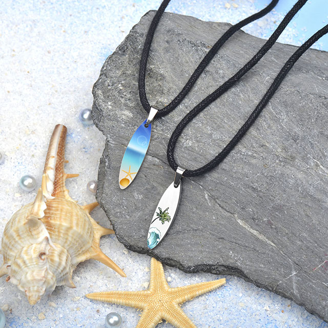 Surfboard Necklace for Women Men Ocean Wave Beach Necklaces Stainless Steel Surfboard Pendant Necklace Summer Necklace Hawaiian Surfer Jewelry Gift