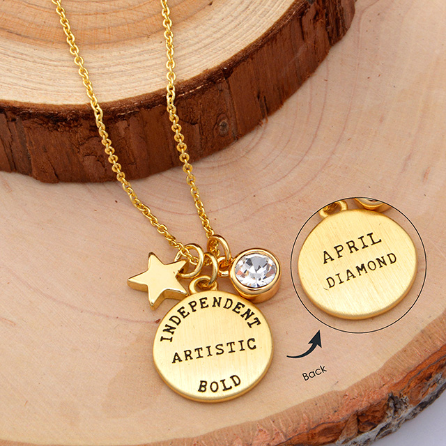 Birthstone Necklace for Women Gold Plated Dainty Birthstone Star Necklace Pendant Charms for Women Necklace Jewelry Gift 