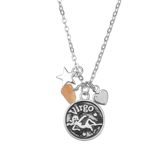 Zodiac Necklace for Women Retro Constellation Astrology Necklace Pendant Round Disc Gemstone Heart Star Charms Zodiac Sign Necklaces