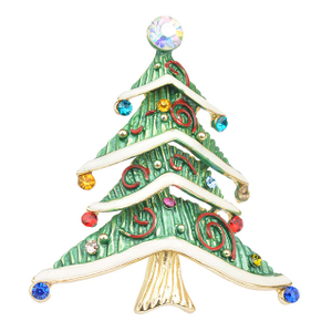 Christmas Tree Brooch Pin for Women Girls Crystal Rhinestone Enamel Pearl Brooches and Pins Vintage Christmas Brooch Pins