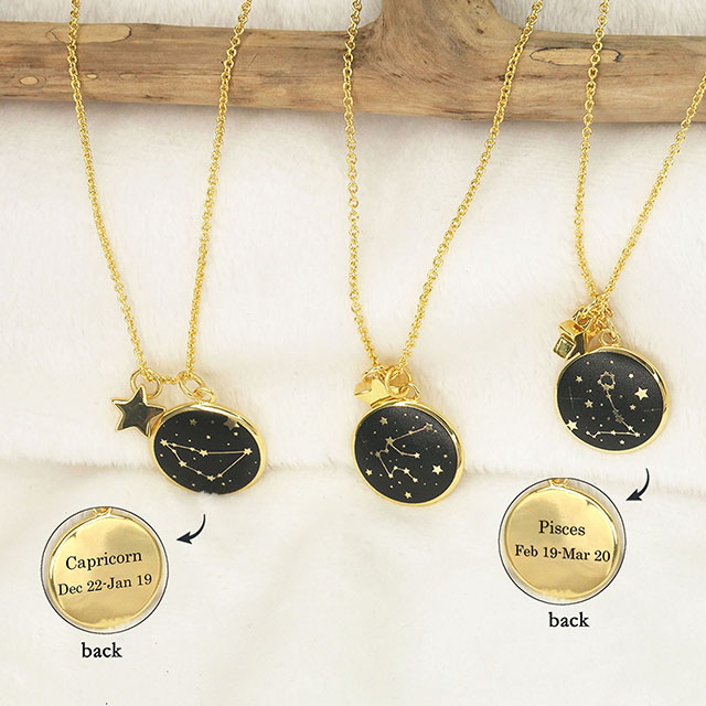 Zodiac Necklace for Women Gold Plated Dainty Constellation Star Necklace 
