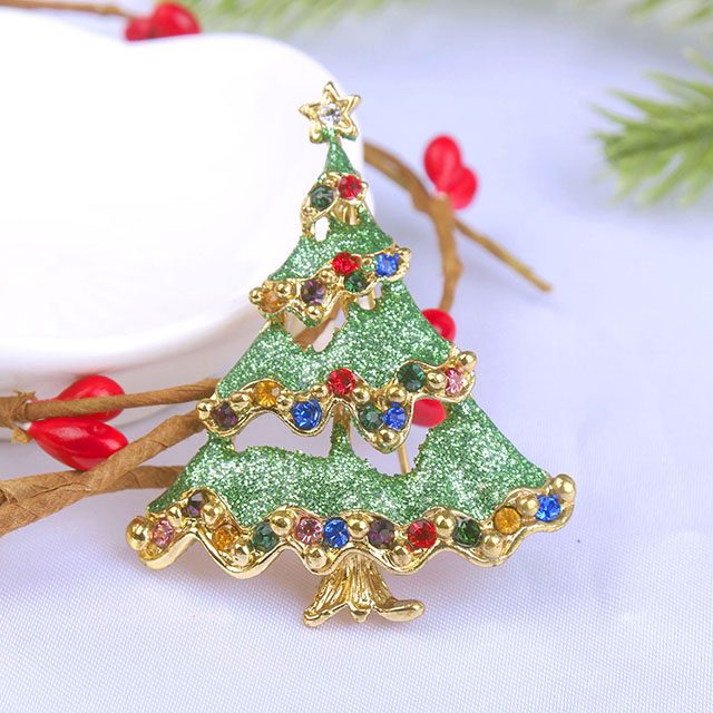 Wholesale Vintage Christmas Tree Brooch Fashion Christmas Jewelry Holiday Gifts