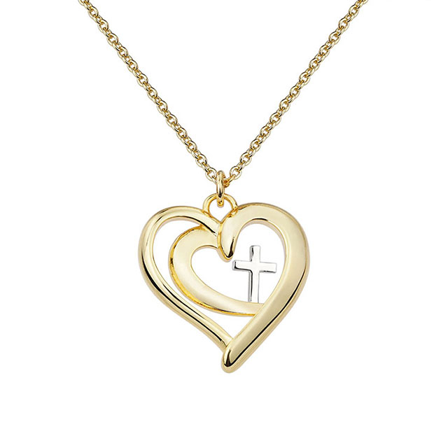 Cross Necklaces for Women Silver Gold Plated Dainty Small Heart Cross Necklace Pendant Faith Necklace Prayer Charm Christian Religious Birthday Christmas Jewelry for Women Girls