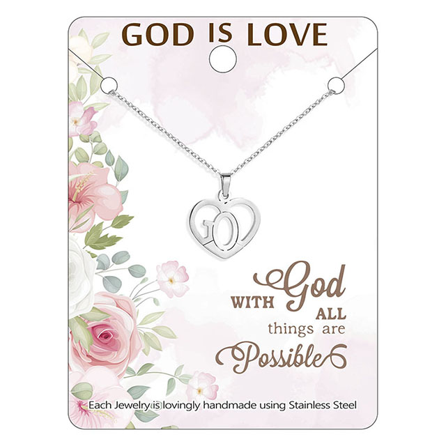 Dainty Heart Necklace for Women Silver Gold Plated God Is Love Heart Pendant Necklace Prayer Religious Jewelry Christian Necklace for Women Girls Birthday Valentine Day Gifts