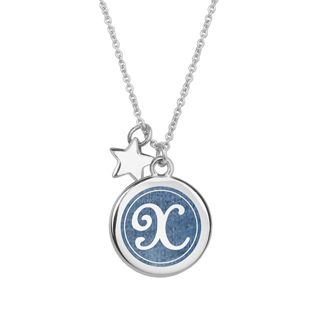 26 Alphabet Letters Round Charm Silver A-Z Alphabet Letter Pendant Necklace