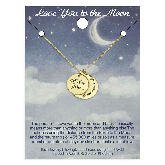 I Love You to The Moon and Back Necklace Silver Gold Plated Moon Pendant Necklace Jewelry Gifts for Women Mom Wife Girlfriend
